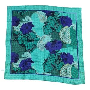 Christian Dior Green Violet Paisley Silk Scarf Square Vintage Women's Preppy